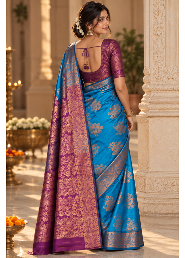 Cotton Blended Silk Saree with Silk Blouse