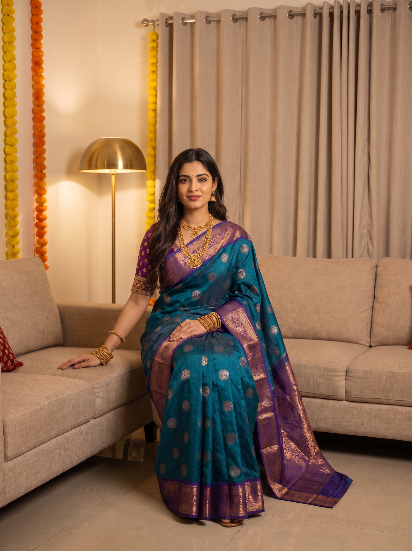Vishwasundari Premium Silk Saree with Zari Woven Motifs & Traditional Pallu