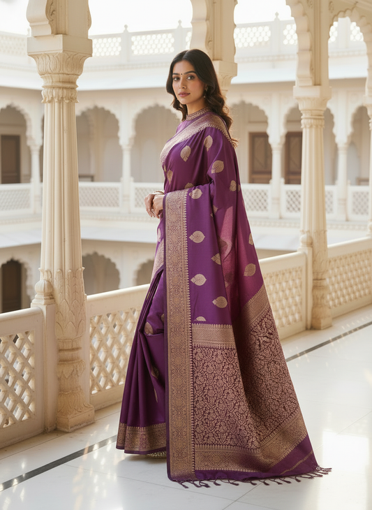 Shreeleela Silk Saree – Antique Gold Zari Elegance