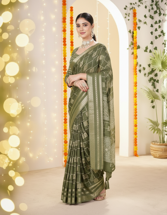 Vasudha Soft Georgette Saree – Zari Geometric Elegance