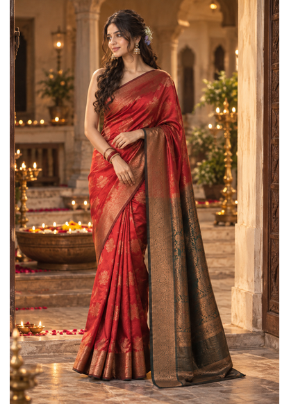 Cotton Blended Silk Saree with Silk Blouse