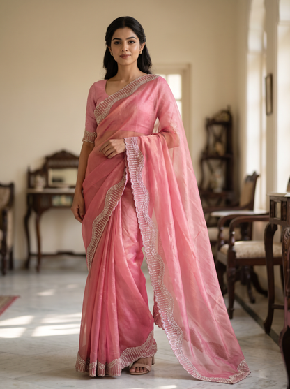 Tamasha-Premium Embellished Border Saree | Lightweight Festive & Party Wear Saree