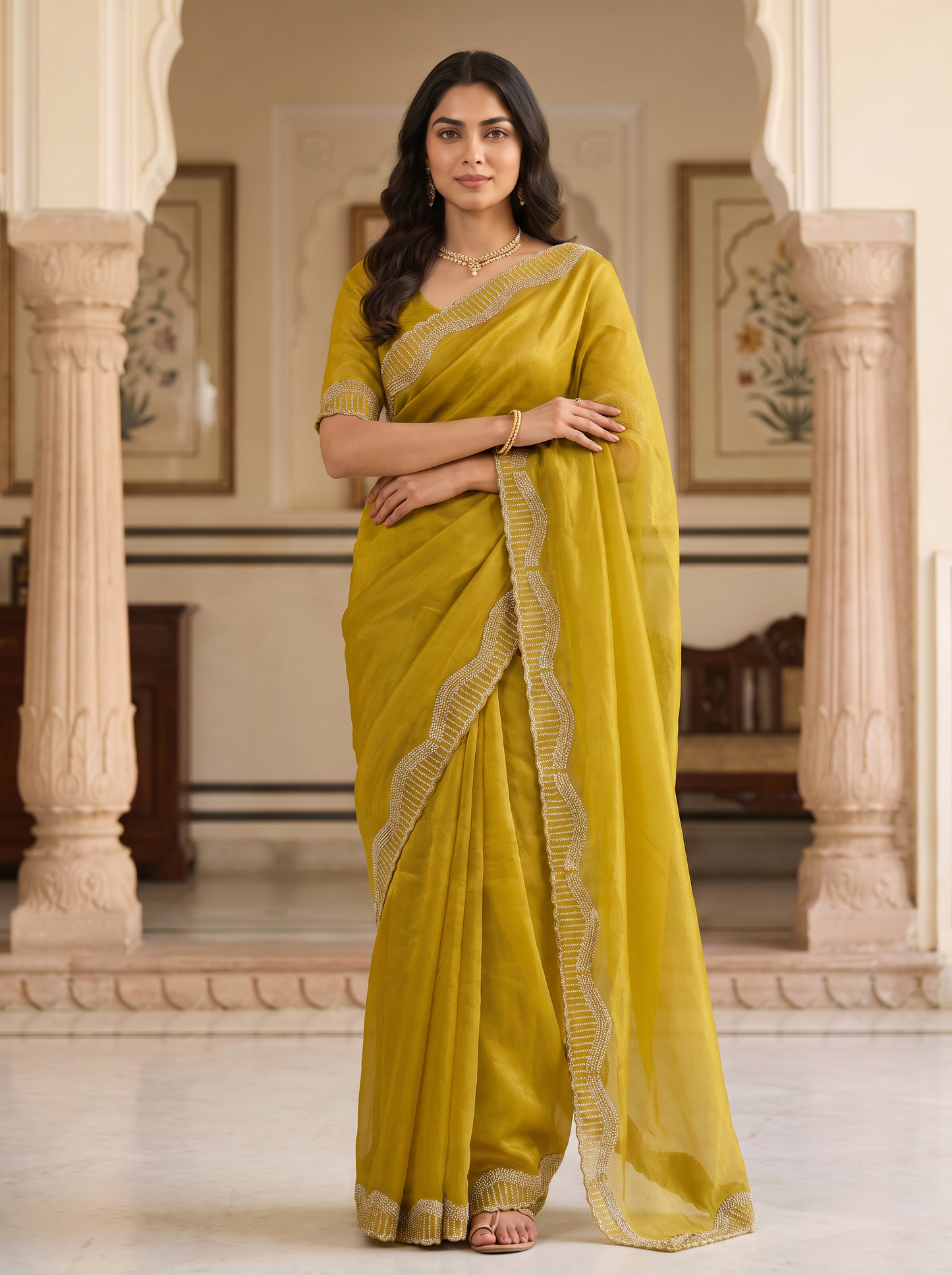 Tamasha-Premium Embellished Border Saree | Lightweight Festive & Party Wear Saree