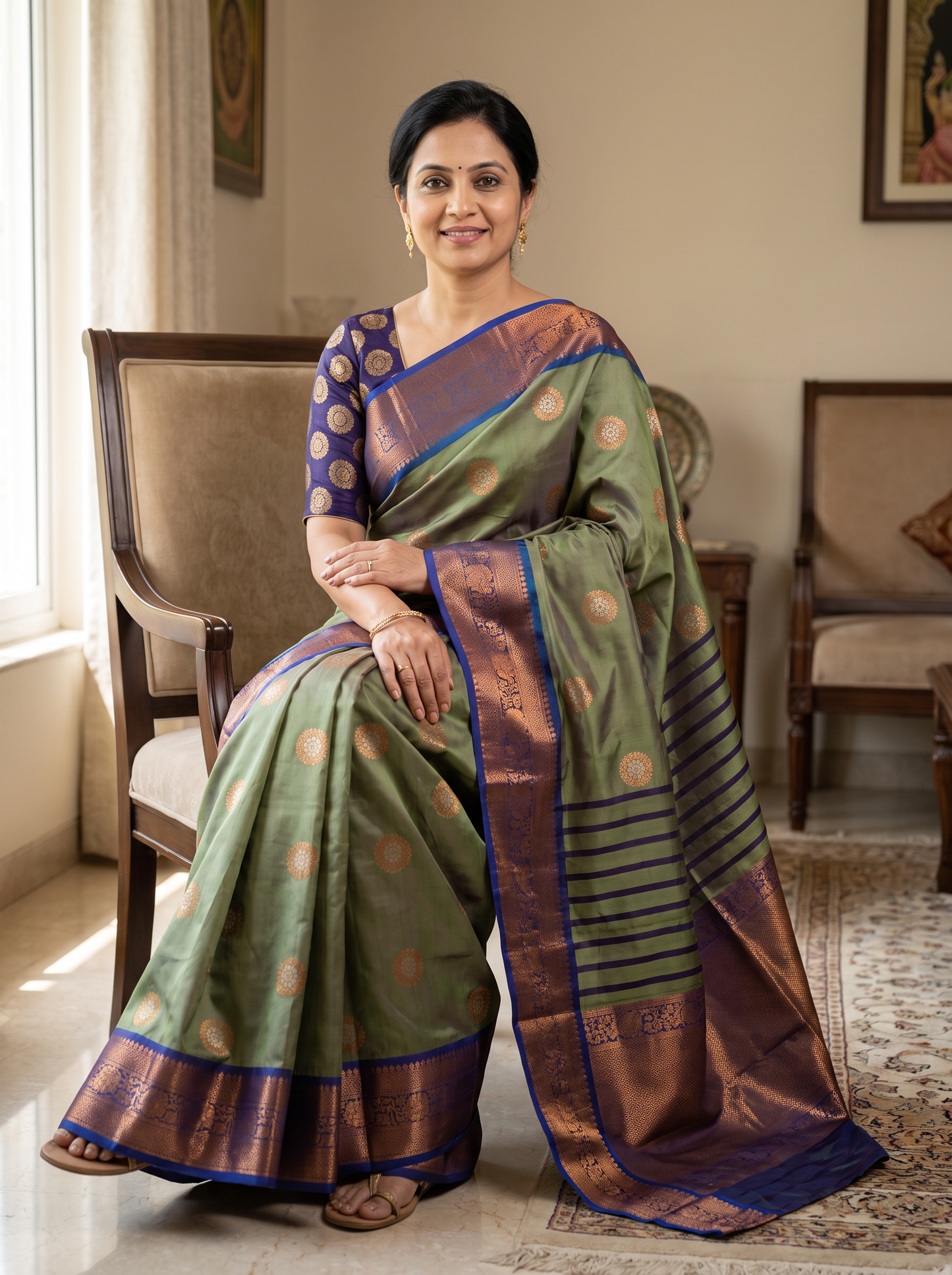 Vishwasundari Premium Silk Saree with Zari Woven Motifs & Traditional Pallu