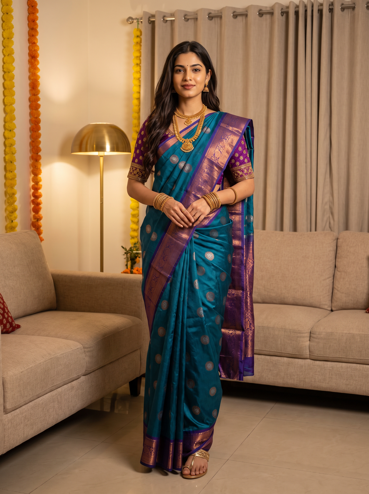 Vishwasundari Premium Silk Saree with Zari Woven Motifs & Traditional Pallu