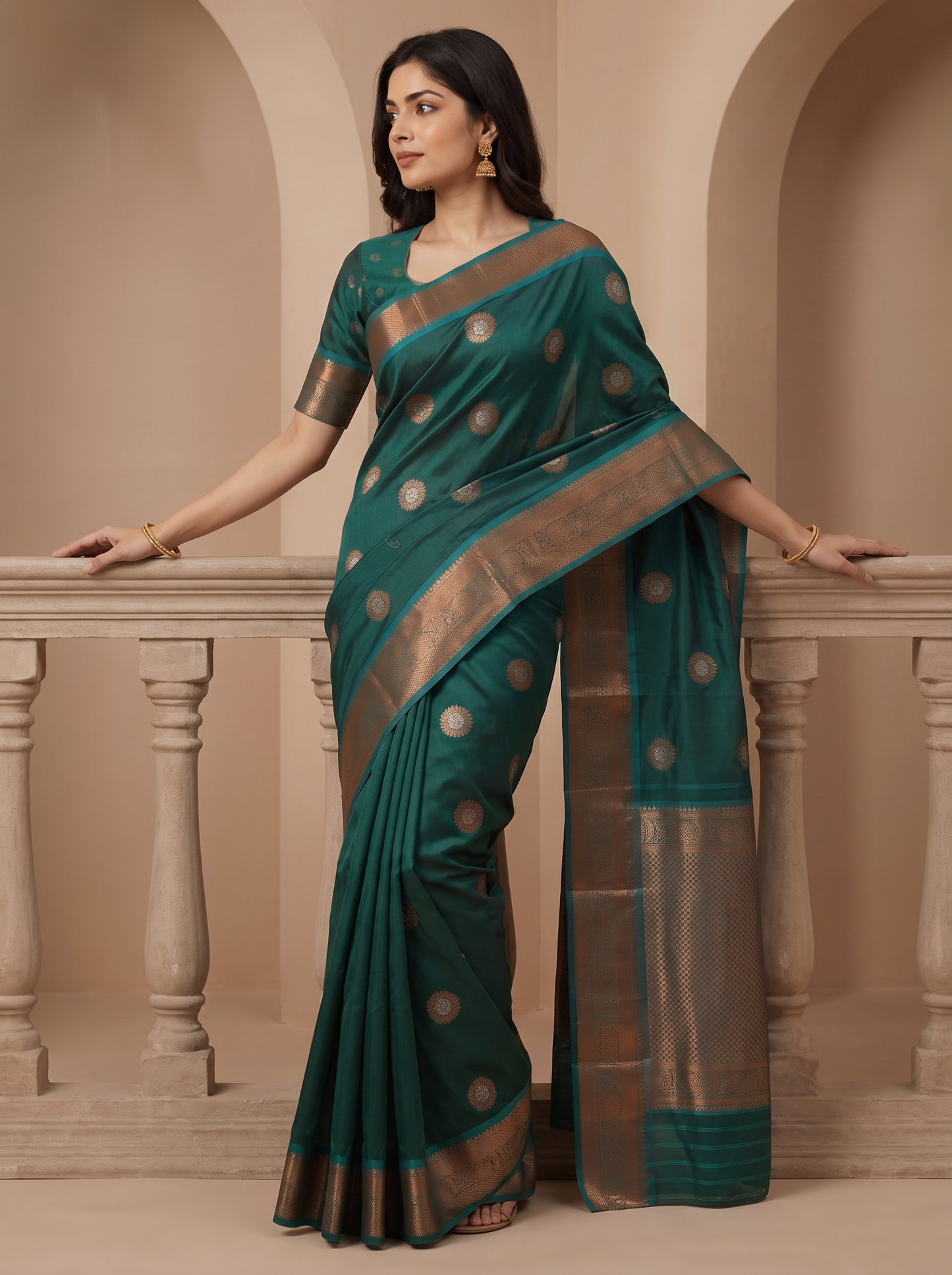 Vishwasundari Premium Silk Saree with Zari Woven Motifs & Traditional Pallu