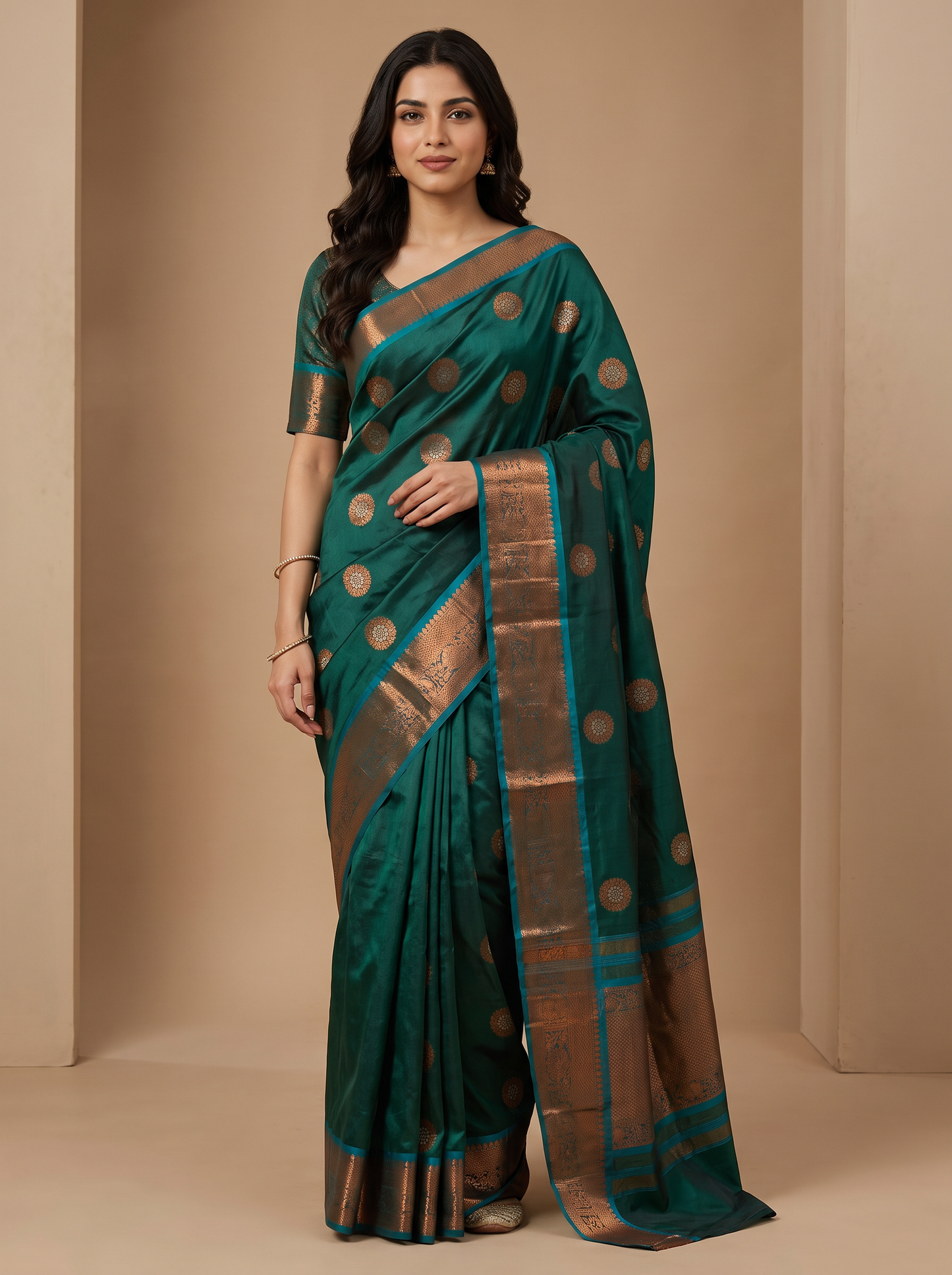 Vishwasundari Premium Silk Saree with Zari Woven Motifs & Traditional Pallu