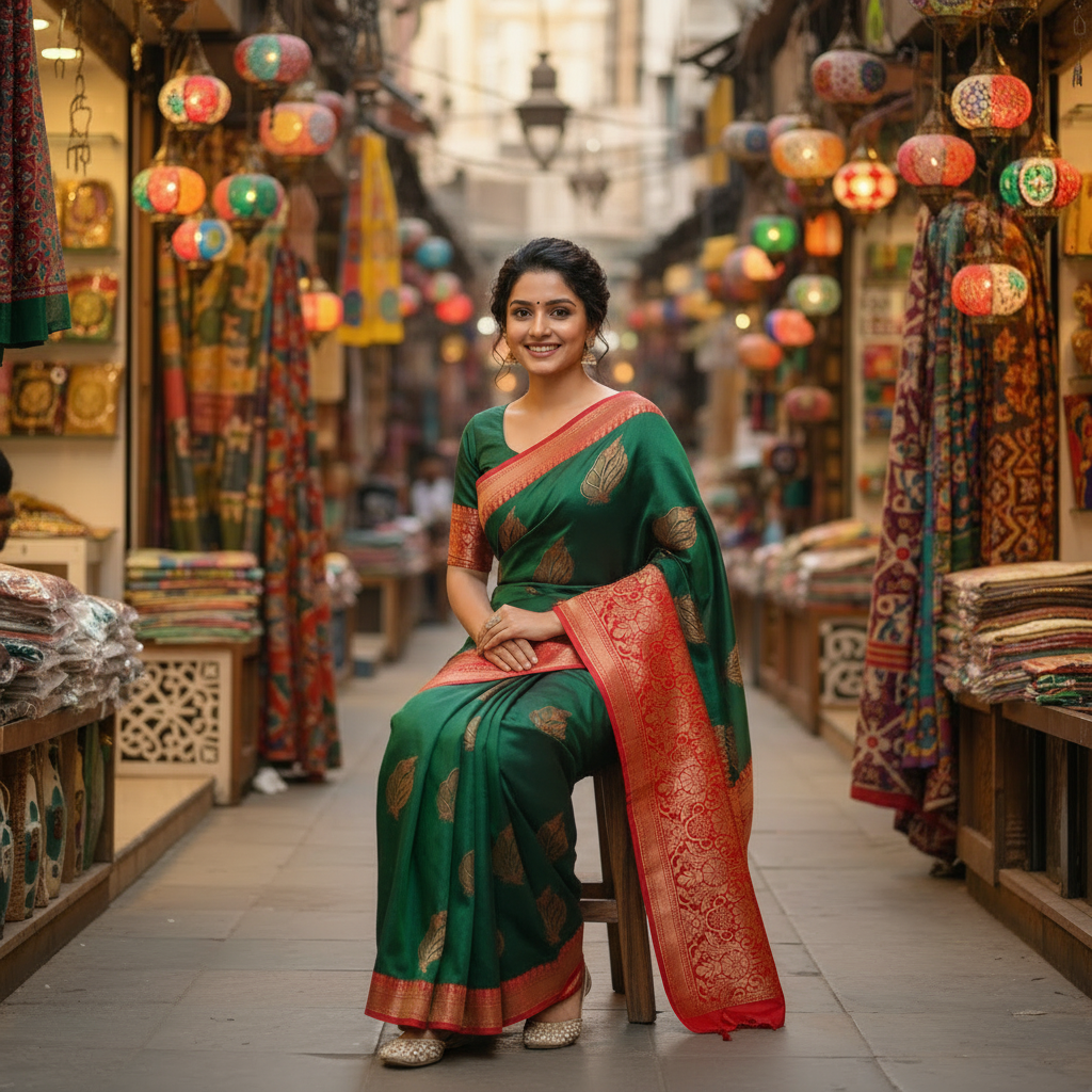 Mamta Handwoven Silk Saree – Festive Gold Zari Motifs