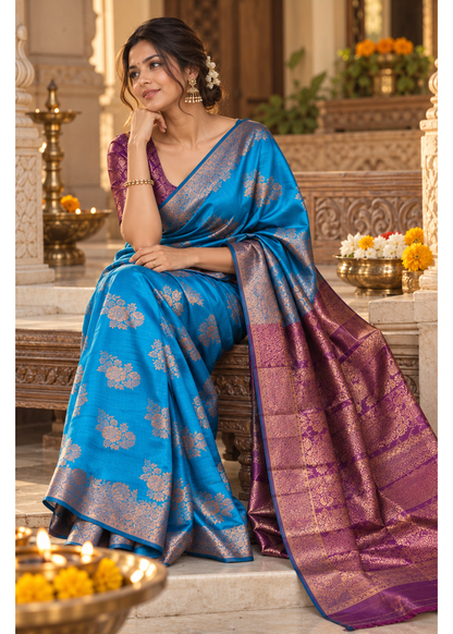 Cotton Blended Silk Saree with Silk Blouse