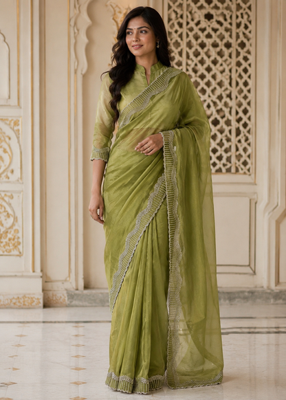Tamasha-Premium Embellished Border Saree | Lightweight Festive & Party Wear Saree