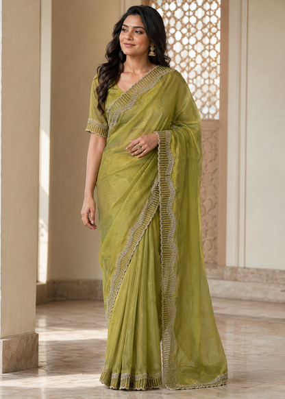 Tamasha-Premium Embellished Border Saree | Lightweight Festive & Party Wear Saree