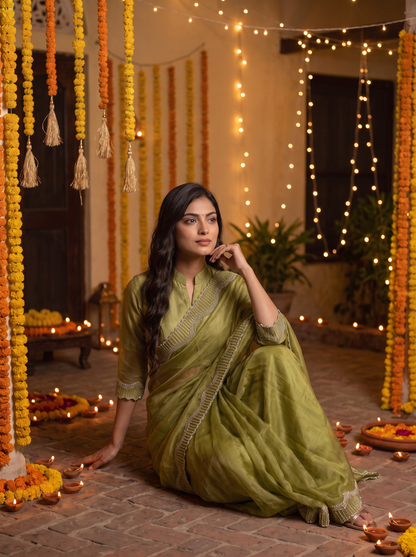 Tamasha-Premium Embellished Border Saree | Lightweight Festive & Party Wear Saree