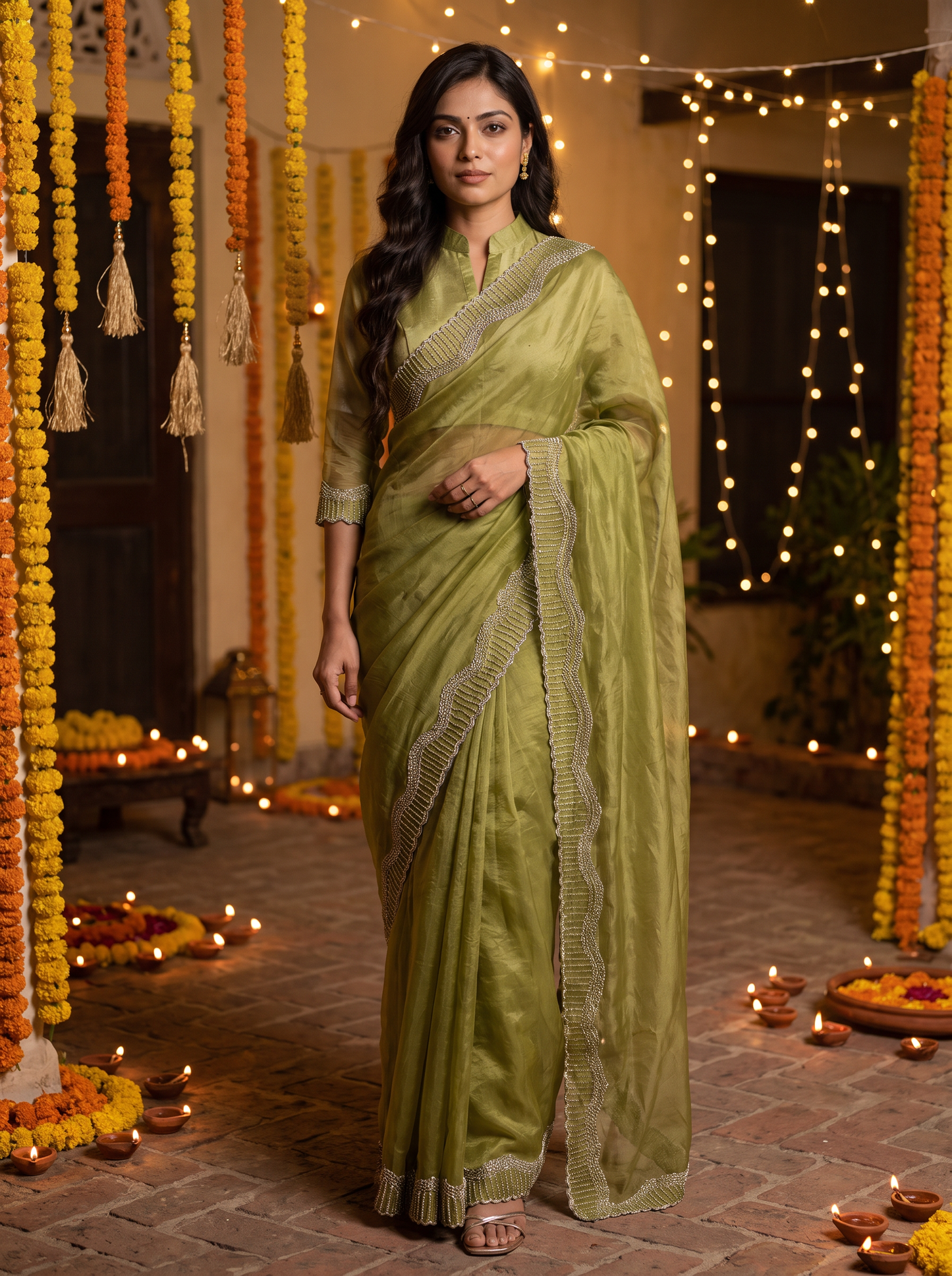 Tamasha-Premium Embellished Border Saree | Lightweight Festive & Party Wear Saree
