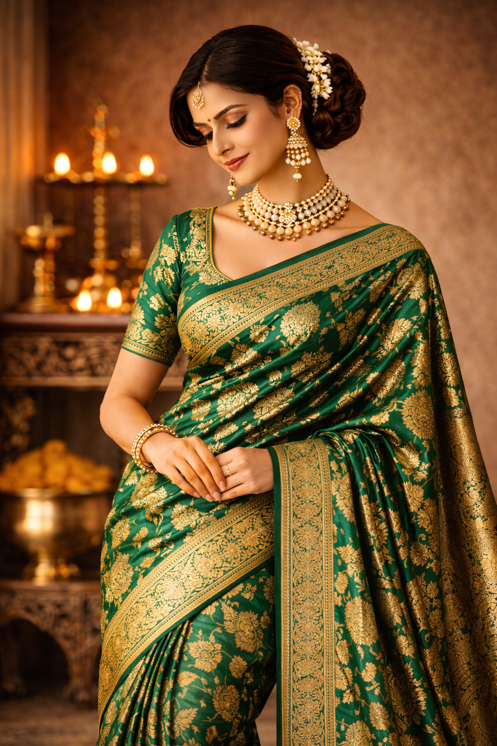Emerald Zari Grace – Silk Saree