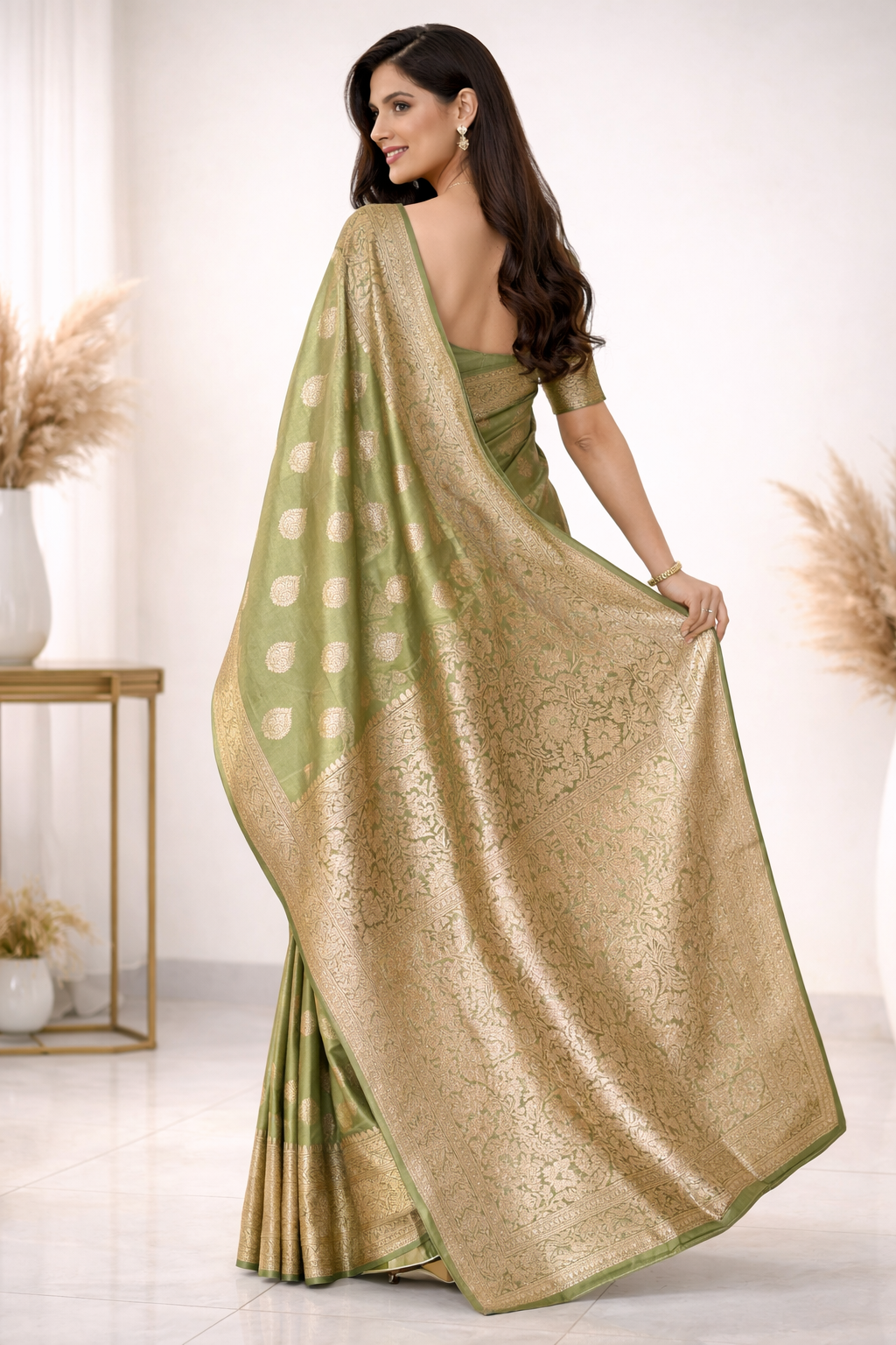 Silky Milky | Satin Silk Zari Woven Designer Saree 💚✨