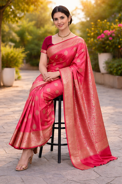 Silky Milky | Satin Silk Zari Woven Designer Saree 💚✨