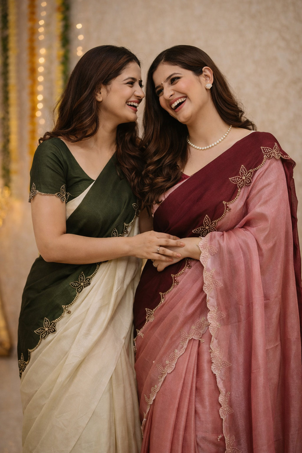 Ambar Satin Silk Ombre Shaded Butterfly Embellished Saree