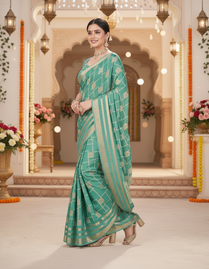 Vasudha Soft Georgette Saree – Zari Geometric Elegant border