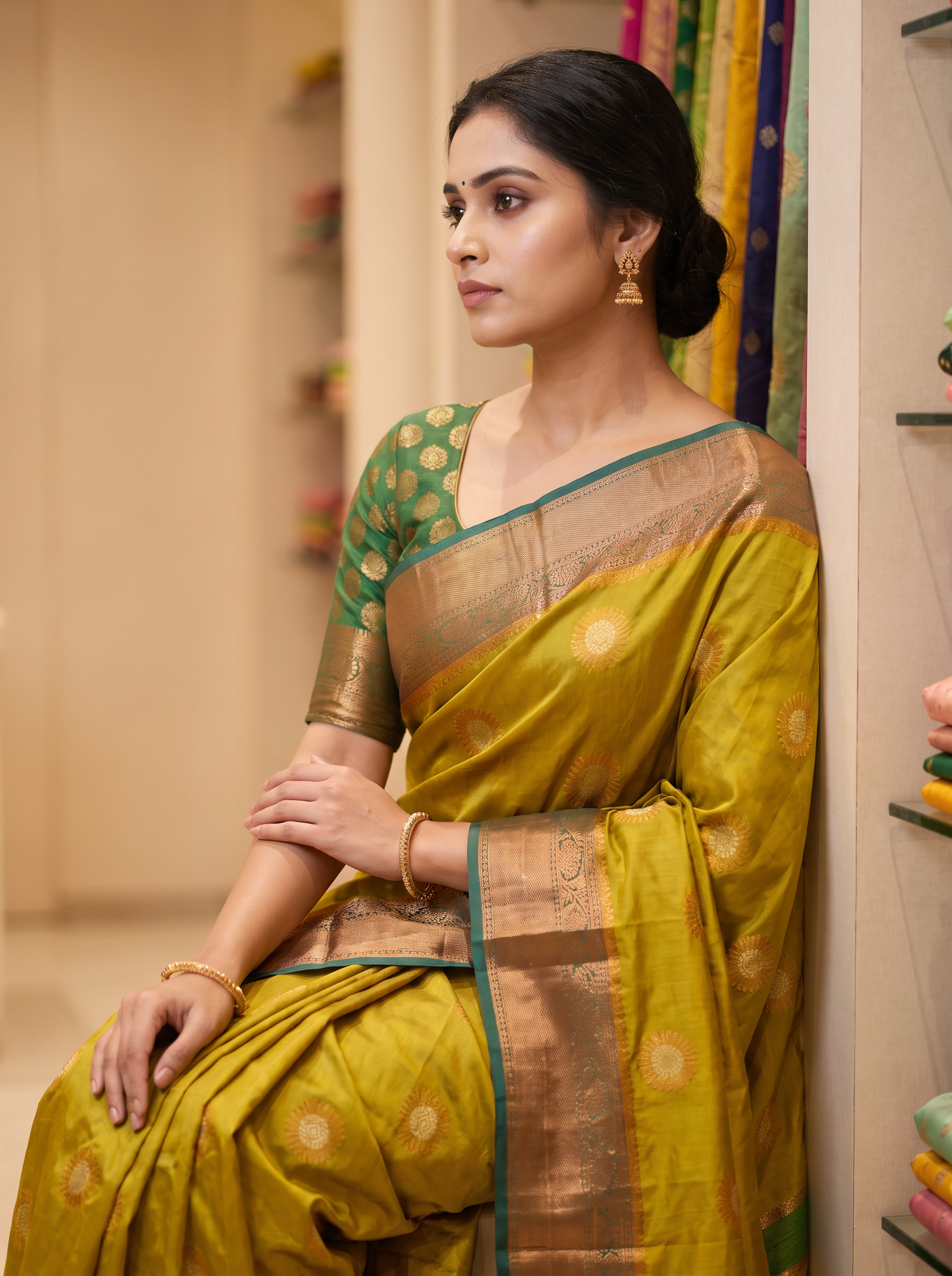 Vishwasundari Premium Silk Saree with Zari Woven Motifs & Traditional Pallu