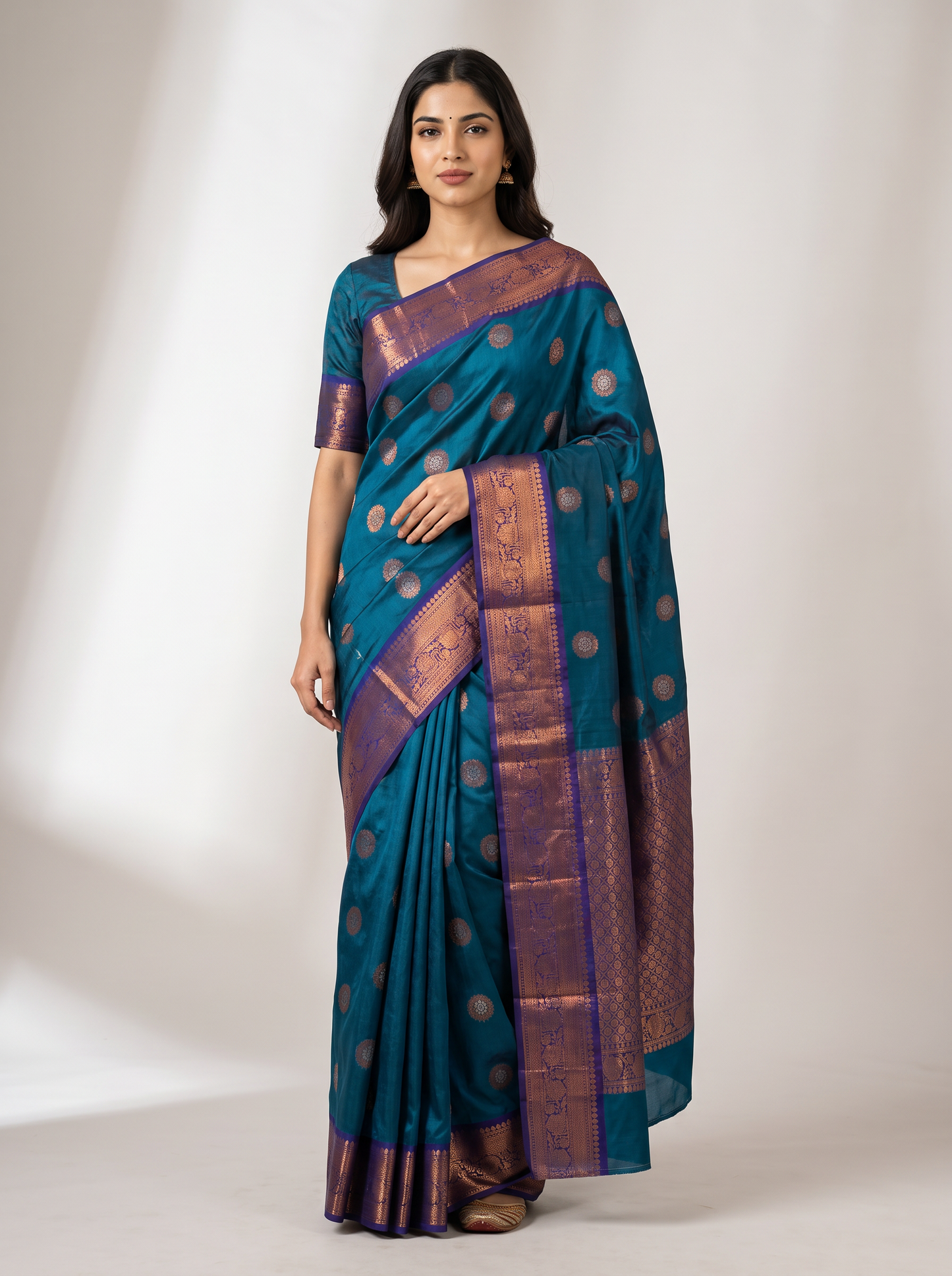Vishwasundari Premium Silk Saree with Zari Woven Motifs & Traditional Pallu