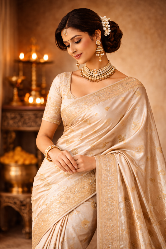 Ivory Gold Heritage – Silk Saree
