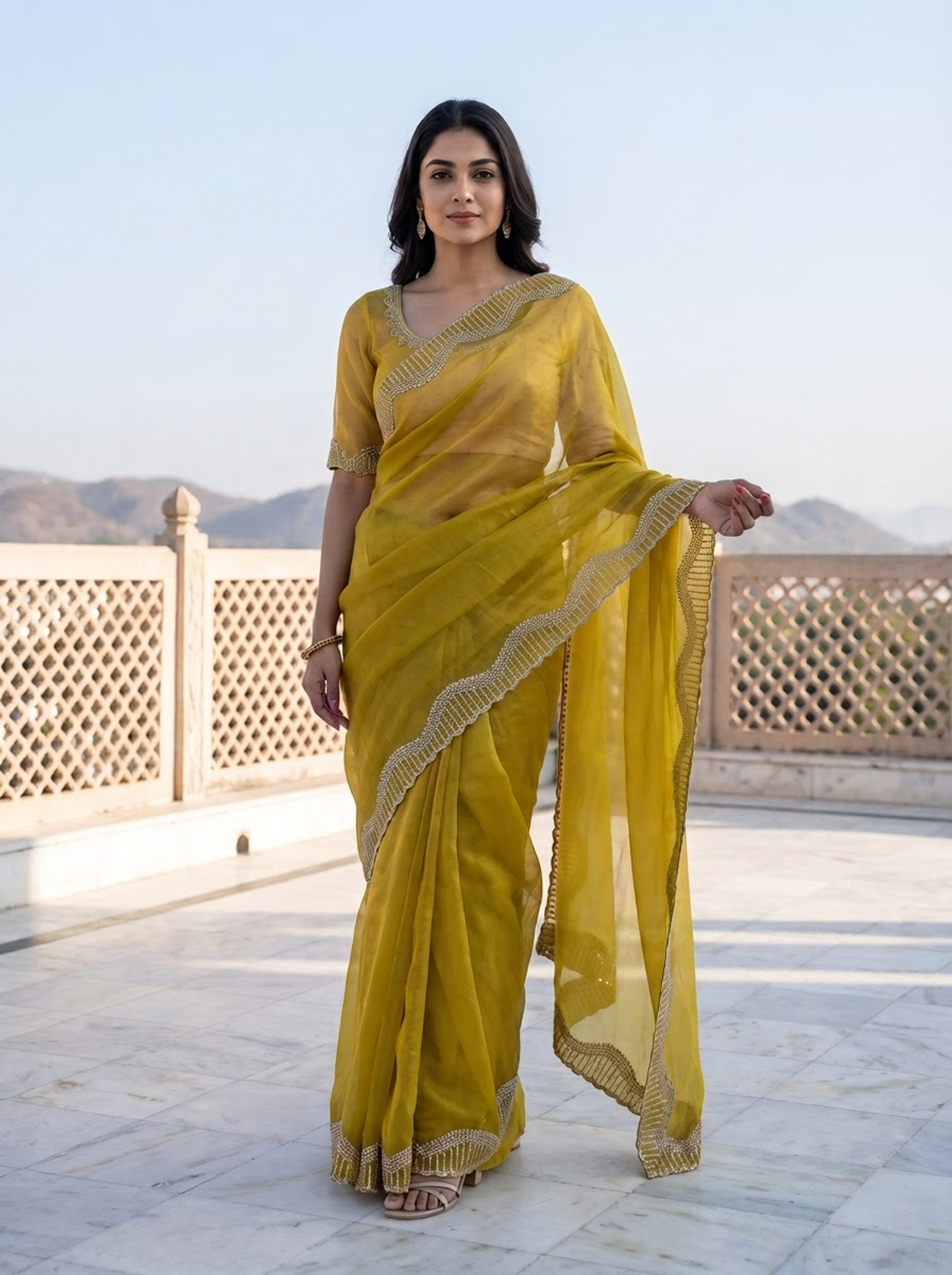 Tamasha-Premium Embellished Border Saree | Lightweight Festive & Party Wear Saree