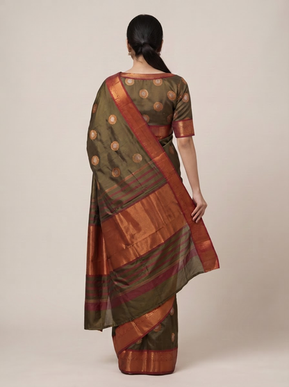Vishwasundari Premium Silk Saree with Zari Woven Motifs & Traditional Pallu