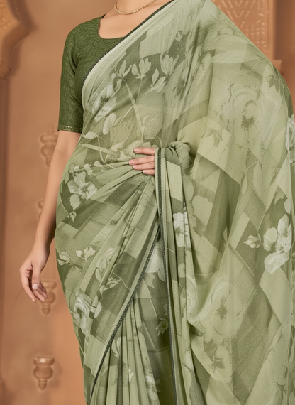 Varnika Soft Georgette Printed Saree – Floral Elegance