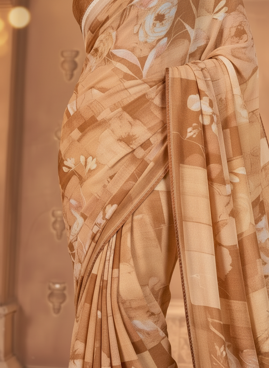 Varnika Soft Georgette Printed Saree – Floral Elegance