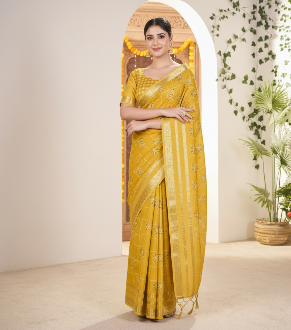 Vasudha Soft Georgette Saree – Zari Geometric Elegance
