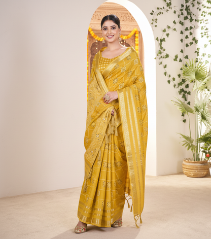 Vasudha Soft Georgette Saree – Zari Geometric Elegant border