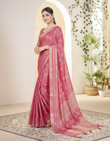Vasudha Soft Georgette Saree – Zari Geometric Elegant border