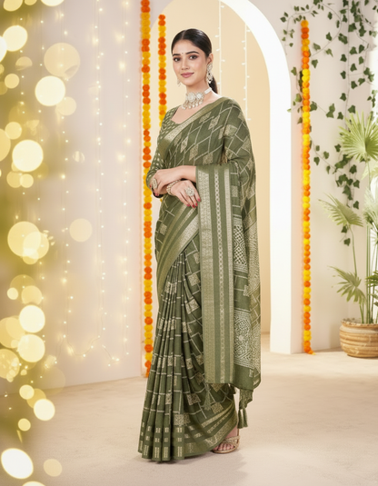 Vasudha Soft Georgette Saree – Zari Geometric Elegant border